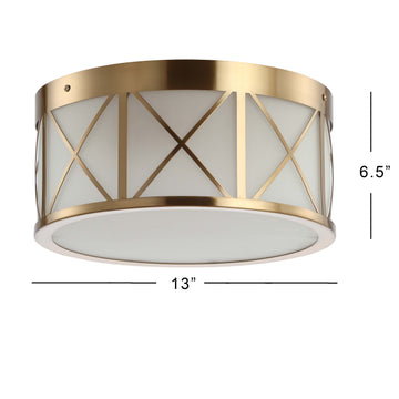 Cadence Drum Metal/Glass Flush Mount - JONATHAN Y